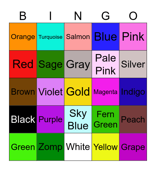 Color Bingo Card