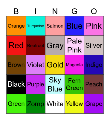 Color Bingo Card