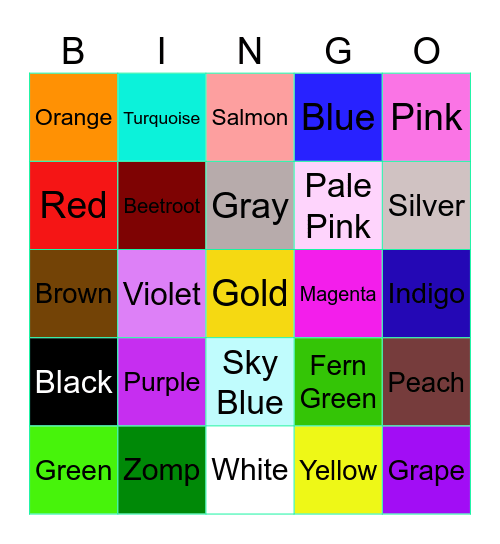 Color Bingo Card