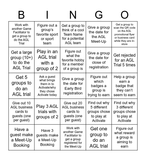 AGL Bingo Card