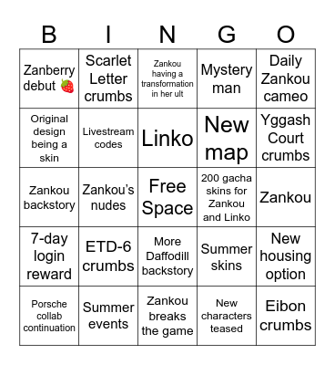 NTE 1.3 Livestream Bingo Card
