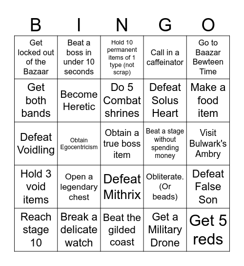 Risk of Rain 2 Bingo Card