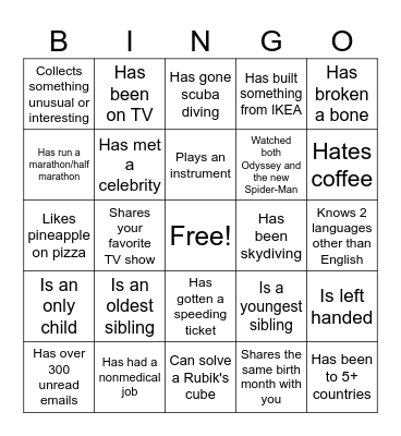 Neuro Ice Breaker! Find Someone Who... Bingo Card