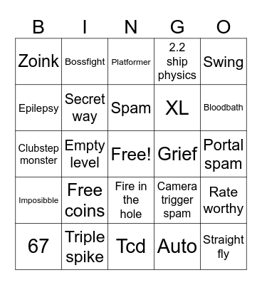Recent tab GD Bingo Card