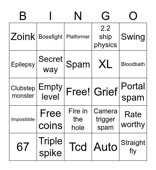 Recent tab GD Bingo Card
