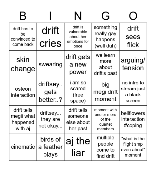 tf!drift return stream!!! Bingo Card