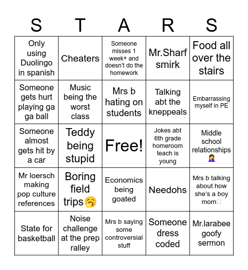 26-27 School year BINGO Card