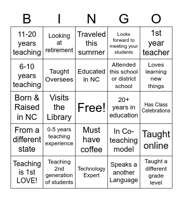 Amplify Learning Bingo Card