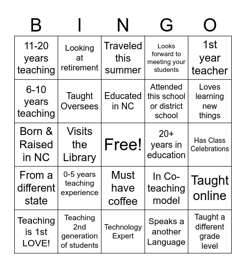 Amplify Learning Bingo Card
