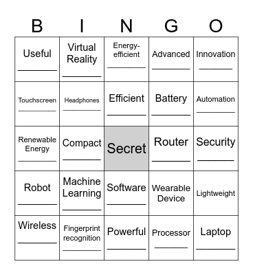 Technology and Innovation Bingo Card
