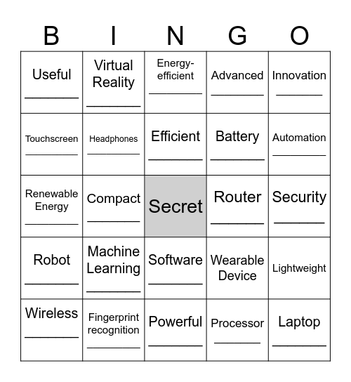 Technology and Innovation Bingo Card
