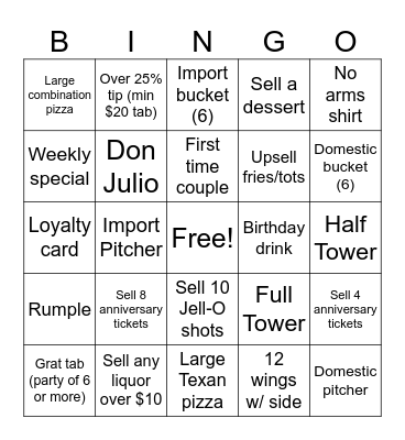 Click’s Chicks Bingo Card
