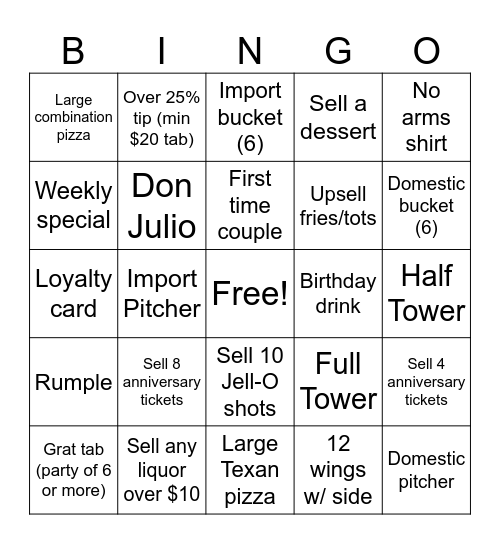Click’s Chicks Bingo Card