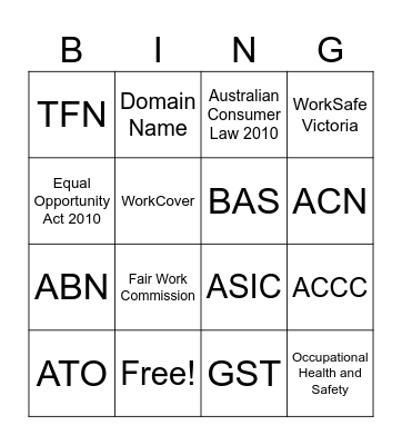Legal Requirements Bingo Card