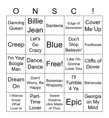 Dive Bar Music Bingo! Bingo Card