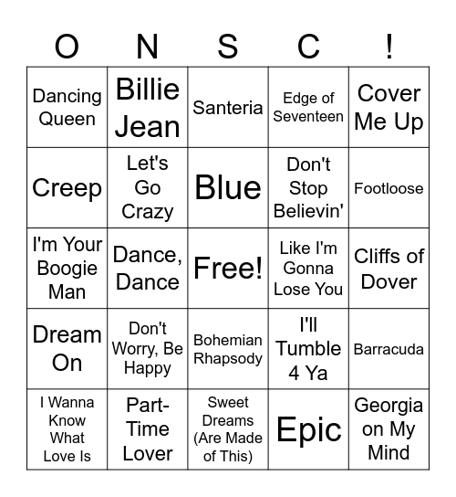 Dive Bar Music Bingo! Bingo Card