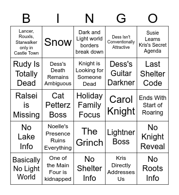 Deltarune Bingo Card