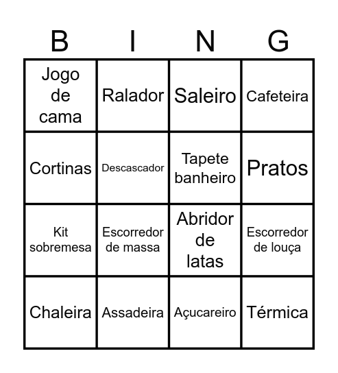 Chá de casa nova Bingo Card