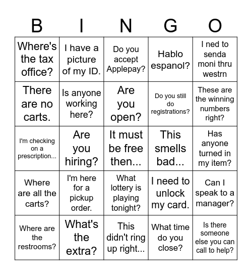 Customer Service Bingo 2.0 Bingo Card