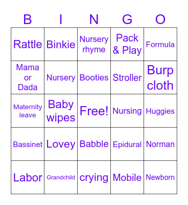 Oh Baby!!! Bingo Card