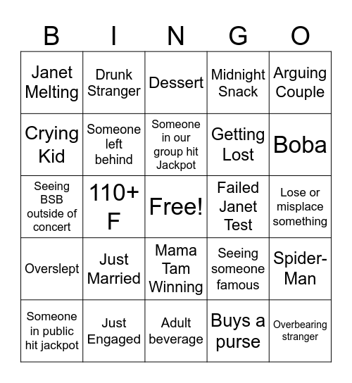 Spicy Bingo Card