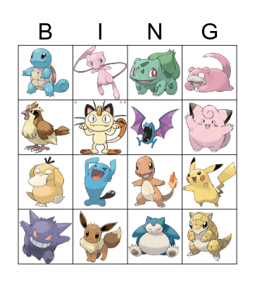 Pokemon Bingo Card
