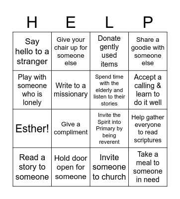 Service Bingo Card