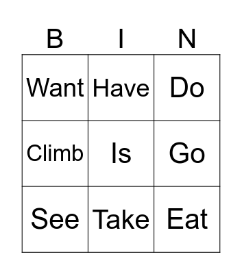 HF F U5 Verbs Bingo Card