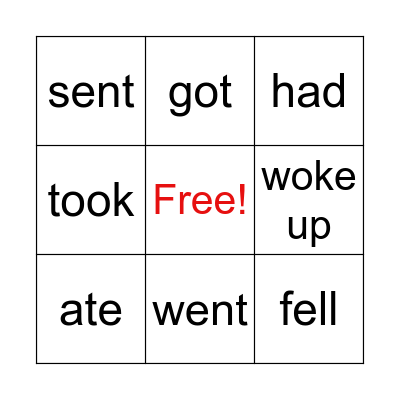 IRREGULAR VERBS Bingo Card