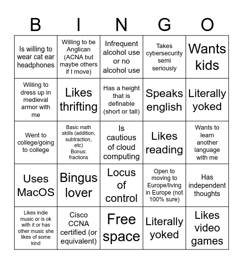 Untitled Bingo Card