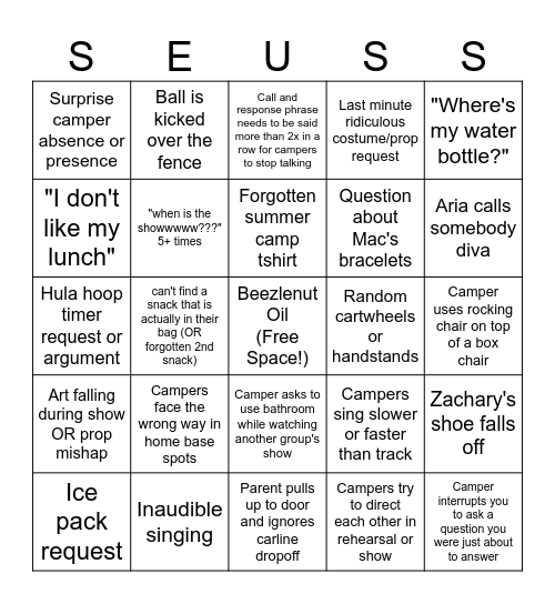 Horton Hears A Who Bingo! Bingo Card