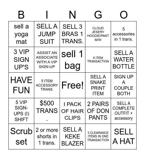 LIT & FIT BINGO Card