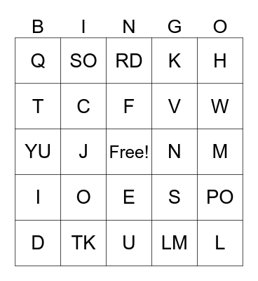 Customer service Bingo Card