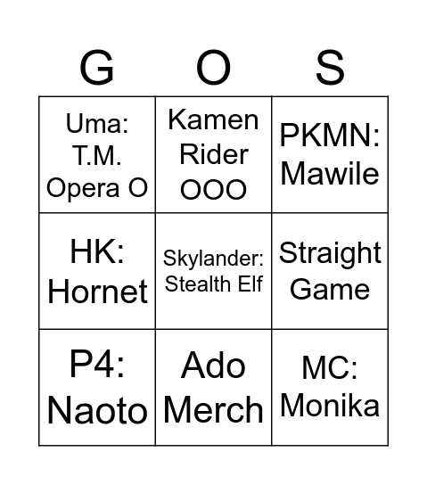 Temp Bingo Card