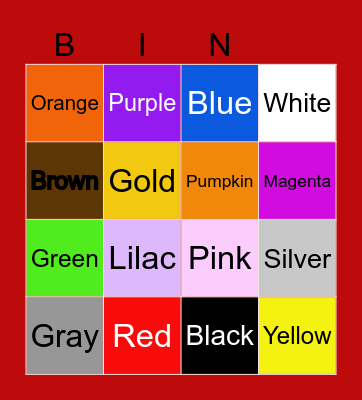 Color Bingo Card