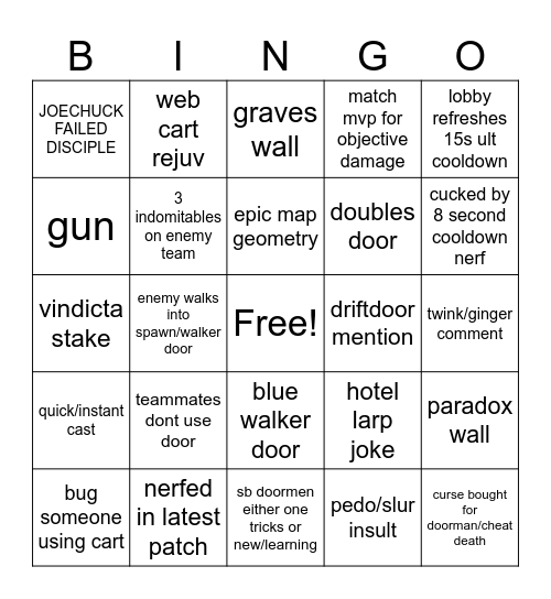 doorman bingo Card