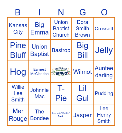 SMITH-BELL FAMILY REUNION BINGO Card