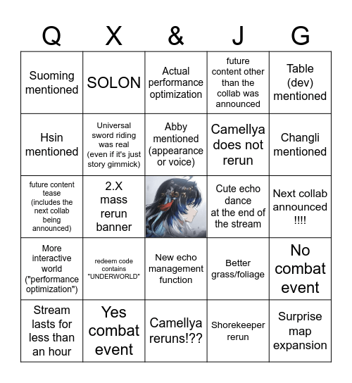 3.6 Special Broadcast Bingo Card
