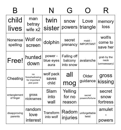Frost Wolf Empress Bingo Card