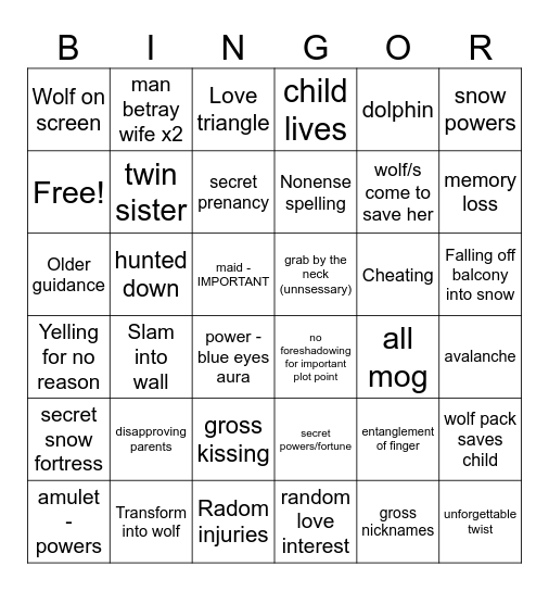Frost Wolf Empress Bingo Card