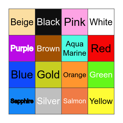 Colour Bingo Card