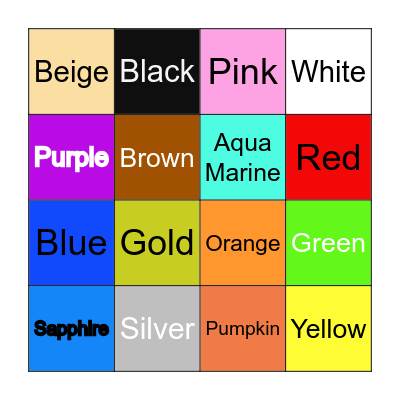 Colour Bingo Card