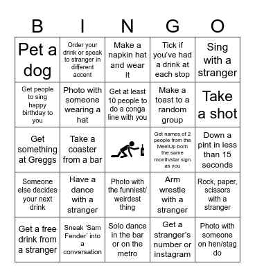 Metro Bar/Pub Crawl Bingo Card