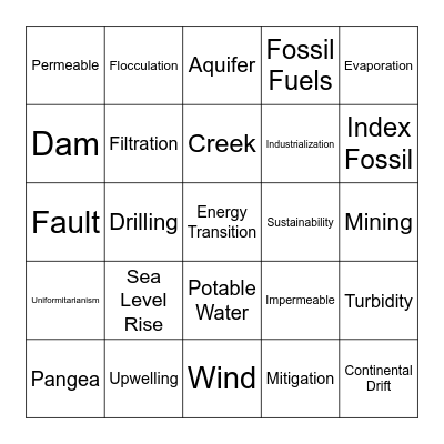 8th Grade Vocab Review Bingo Card