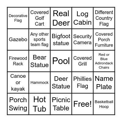 Golf Cart Bingo Card