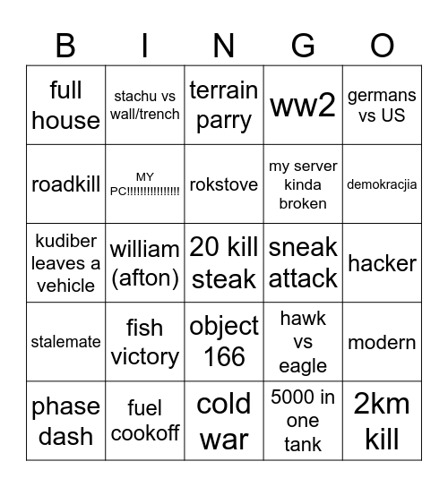 mtc bingo Card
