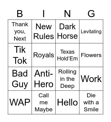 Women Who Rock Bingo Card