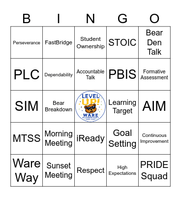 LEVEL UP! PD Bingo Card