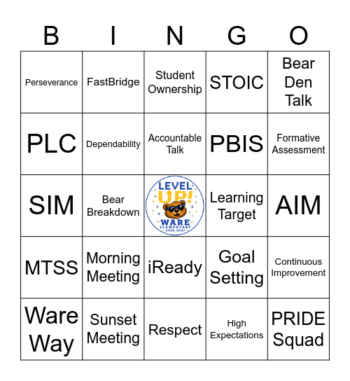 LEVEL UP! PD Bingo Card