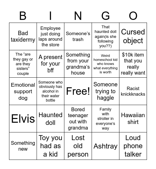 Antique Trove Bingo Card